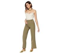 Trendyol Pantaloni da Donna Basics, Vita Normale, Gamba Larga, Cachi Chiaro, 62