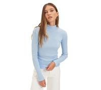 Trendyol Blue Turtleneck Flyillate-Camicia Lavorata a Maglia Blouse, Blu, XL Donna