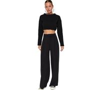 Trendyol Pantaloni Donna TWOAW24PL00177, Nero/Puro Piacere, S