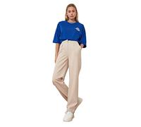 Trendyol Pantaloni Dritti da Donna a Vita Alta a Gamba Larga, Pietra, 68