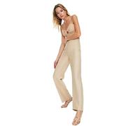Trendyol Pantaloni Svasati da Donna a Vita Alta a Gamba Larga, Beige, 66