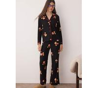 Trendyol Pigiama marrone chiaro / rosso scuro / nero / bianco Donna Trendyol XL marrone chiaro / rosso scuro / nero / bianco