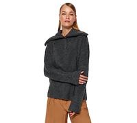 Trendyol Regular Fit Basic Scoop Neck Knitwear Sweater Maglione, Anthracite, S Donna