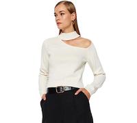 Trendyol Regular Fit Basic Standing Collar Knitwear Sweater Maglione, Ecru, S Donna