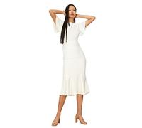 Trendyol Regular Fit Woven Dress Women Basics Midi Wrapover Abito in Tessuto dalla vestibilità Regolare, White, 68 Donna
