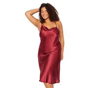 Trendyol Relaxed Fit Woven Nightgown Women Plus Size Midi Basic vestibilità Rilassata Camicia da Notte in Tessuto Taglie Forti, Burgundy, 76 Donna