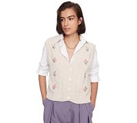 Trendyol Scollo a V, Gilet in Maglia Regolare Floreale Maglione, Pietra, S Donna