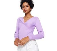 Trendyol Slim Fit Basic V Neck Knitwear Sweater Maglione, Lilac, M Donna