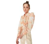Trendyol Stehkragen Geblümt Regular Hemd Camicia, Orange, 38 da Donna
