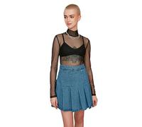 TRENDYOL Stehkragen Unifarben Figurbetont Bluse Blouse, Nero, S Donna