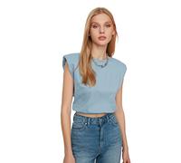 TRENDYOL Casal Crop Maglietta Lavorata a Maglia T-Shirt, Blu, L Donna