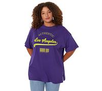 Trendyol T-Shirt da Donna Oversize Basic Girocollo in Maglia Taglie Forti Camicia, Viola, 3XL/Meer