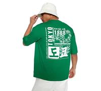 Trendyol T-Shirt Maglietta Oversize Basic Girocollo Uomo, Verde, S