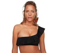 Trendyol Top Bikini Monospalla del volano, Nero, 0 Donna