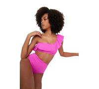 Trendyol Top Bikini Monospalla del volano, Rosa, 0 Donna