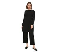 Trendyol Tunica Tessuta da Donna, Tinta Unita, pinzata/Pietra/Occhiello, Modesto Top Bottom Set Camicia, Nero, 70 (Pacco da 2)