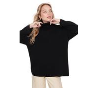 Trendyol Turtleneck Plain Oversize Sweater Maglia di Tuta, Nero, S Donna