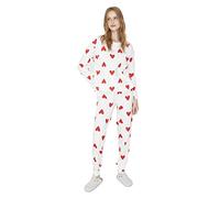 Trendyol White-Hearted Knitted Pyjamas Set di Pigiama, S Donna