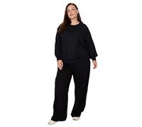 Trendyol Woman Elastic Wide Leg Plus Size Sweatpants Pantaloni da Tuta, Nero, XL di più Donna