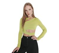 Trendyol Woman Fitted Bodycon Asymmetrical Collar Woven Blouse Camicia, Green, 36 Donna