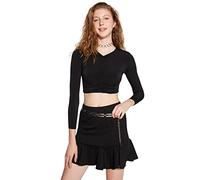 Trendyol Woman Fitted Bodycon V Neck Knit Blouse Camicia, Black, M Donna