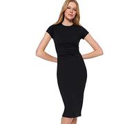 Trendyol Woman Midi Bodycon Slim Fit Knit Dress Vestito, Nero, XS Donna