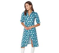 Trendyol Woman Midi Shirt Polo Neck Woven Dress Vestito, Green, 36 Donna