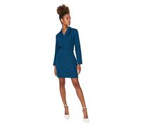 Trendyol Woman Mini Bodycon V-Neck Woven Dress Vestito, Petrol, 36 Donna