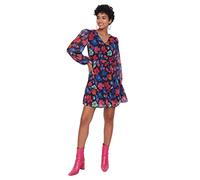 Trendyol Woman Mini Skater V-Neck Woven Dress, Vestito Donna, Black, 42