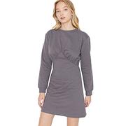 Trendyol Woman Mini Standard Crew Neck Knit Dress Vestito, Gray, XS Donna