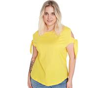Trendyol Woman Plus Size Regular Standard Crew Neck Woven Plus Size T-Shirt, Camicia Donna, Yellow, XL