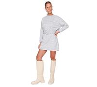 Trendyol Woman Regular Shift Crew Neck Knit Dress Vestito, Grigio, S Donna