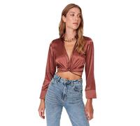 Trendyol Woman Regular Standard Shirt Collar Woven Blouse, Camicia Donna, Brown, 34