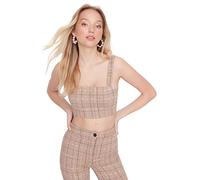 Trendyol Woman Regular Standard Square Collar Woven Blouse Camicia, Beige, 36 Donna