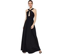Trendyol Women A-Line Fitted Knit Evening Dress Vestito, Nero, 44 Donna