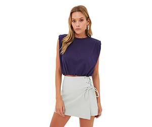 Trendyol Women Basic High Waist Skinny Fit Skort Shorts Boxer Bambino, Grey, 64 Donna