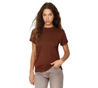 Trendyol Women Basics Boyfriend Basic Crew Neck Knit T-Shirt Donna a Girocollo in Maglia, Marrone, XS