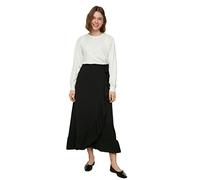 Trendyol Women Design Midi Wrapover Regular Woven Modest Skirts Gonna Bambina, Black, 70 Donna
