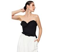 Trendyol Women Fitted Basic Sweetheart Woven Bustier in Tessuto con Scollo a Cuore Aderente da Donna, Black, 36