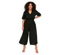 Trendyol Women Plain Woven Plus Size Overalls Salopette, Black, 78 Donna