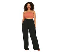 Trendyol Women High Waist Wide Leg Plus Size Trousers Pantaloni, Black, 42 Donna