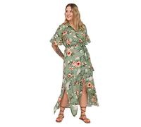 Trendyol Women Plus Size Maxi Basic Slim Fit Woven Plus Size Dress, Women Plus Size Maxi Basic Slim Fit Abito Taglie Forti in Tessuto Donna, Very Colorful,