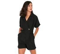 Trendyol Women Regular Fit Cache-Coeur Woven Jumpsuit, Salopette Donna, Black,