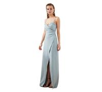 Trendyol Women Wrapover Fitted Woven Evening Dress Abito da Sera in Tessuto Aderente con Maxi Incrocio Donna, Grey-Mint, 66