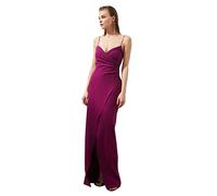Trendyol Women Wrapover Fitted Woven Evening Dress Abito da Sera in Tessuto Aderente con Maxi Incrocio Donna, Plum, 68