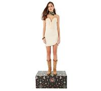 Trendyol X Zeynep Tosun Balenli Dress Vestito, Ecru, 42 Donna