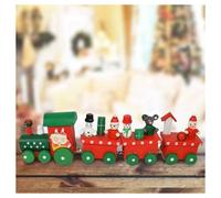 TRENINO NATALIZIO IN LEGNO CON 4 VAGONI 20CM ROSSO E BIANCO DECORAZIONI NATALE