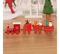 Trenino natalizio in legno con Babbo Natale, pupazzo di neve e orso, per feste (rosso)
