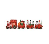 Trenino natalizio in legno treno con 4 vagoni babbo natale rosso decorazioni per