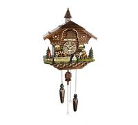 Trenkle Casa della Foresta Nera con orologio a cuculo in quarzo con escursionista mobile e ruota del mulino, con musica di ISDD